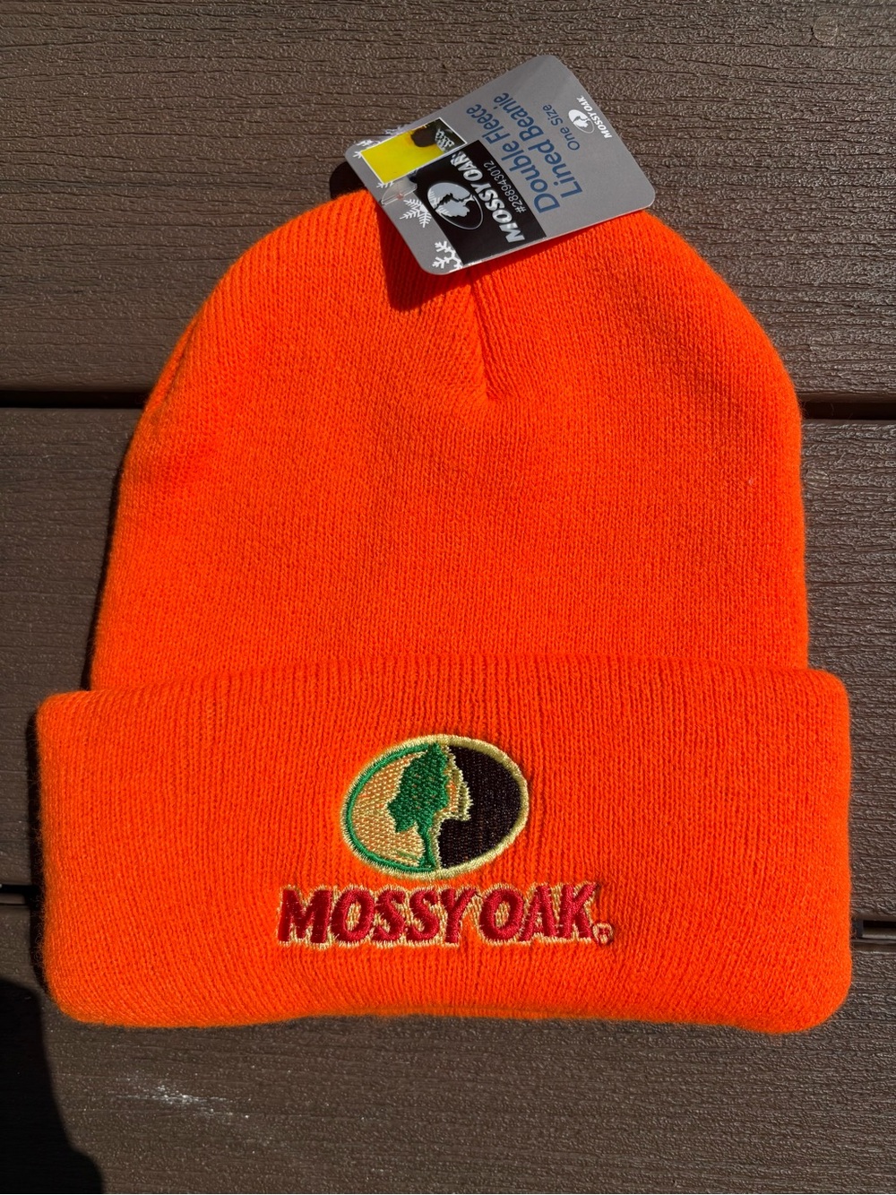 MOSSY OAK Double Fleece Lined Beanie Cap Blaze Orange Hunt
